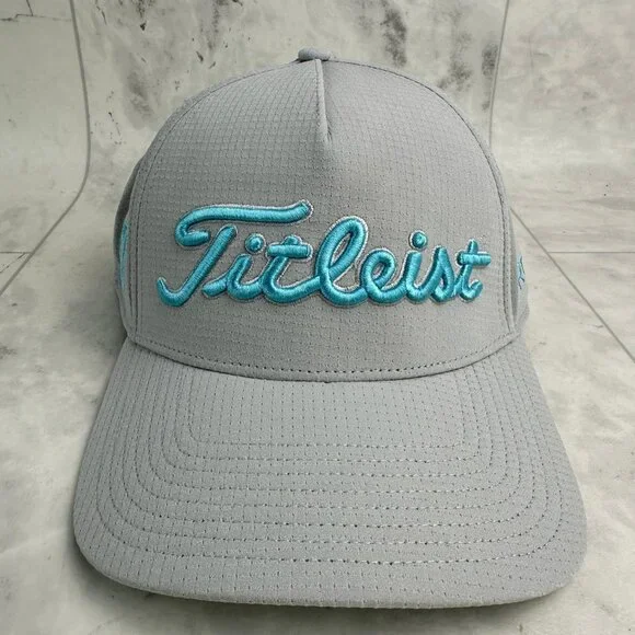 NEW Titleist Tour Stretch Tech Grey/Maui Blue L/XL Fitted Golf Hat/Cap - Picture 1 of 4